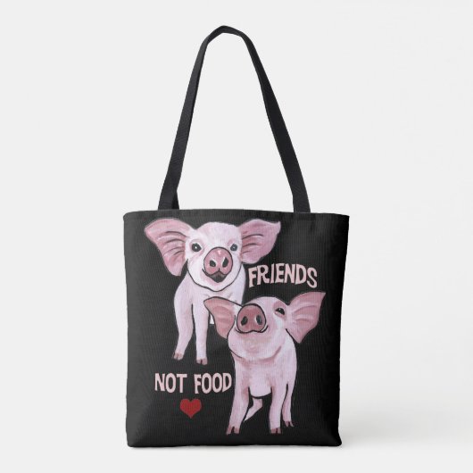 友人のない食糧かわいいブタのトートバック トートバッグ (裏面)