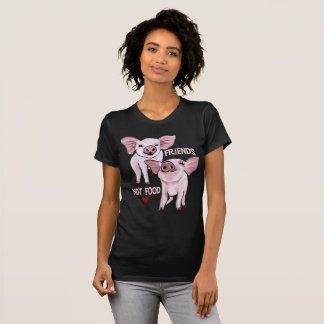 友人のない食糧かわいいブタのTシャツ Tシャツ