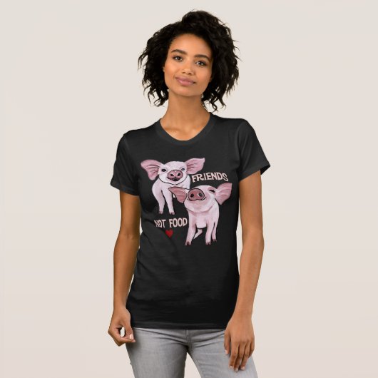 友人のない食糧かわいいブタのTシャツ Tシャツ (正面フル)