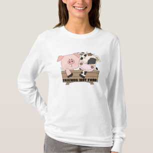 友人のない食糧女性のフード付きのTシャツ Tシャツ