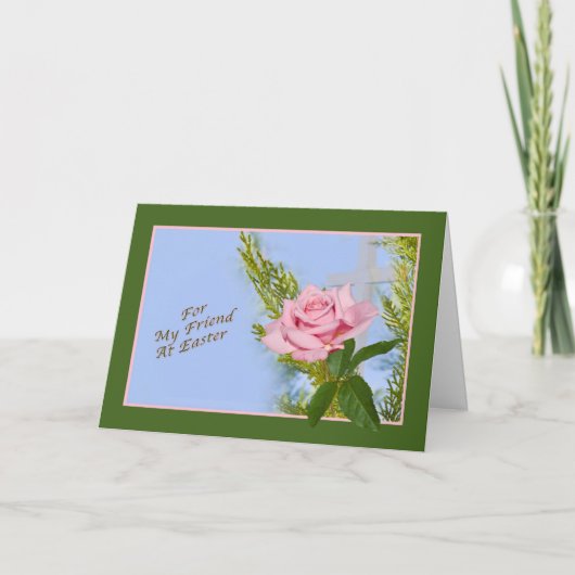 友人のイースターカードとバラとクロス シーズンカード (正面)