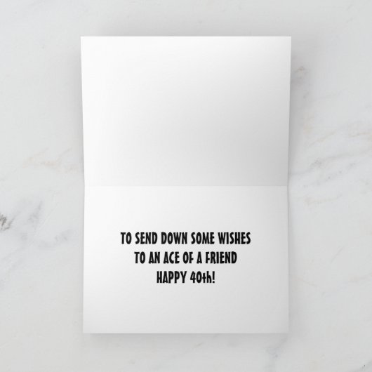 友人のエースが「40位」の幸せを祈る カード (内部)