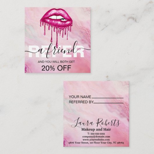 友人のグリッターモダン唇を参照 紹介カード (正面/裏面)