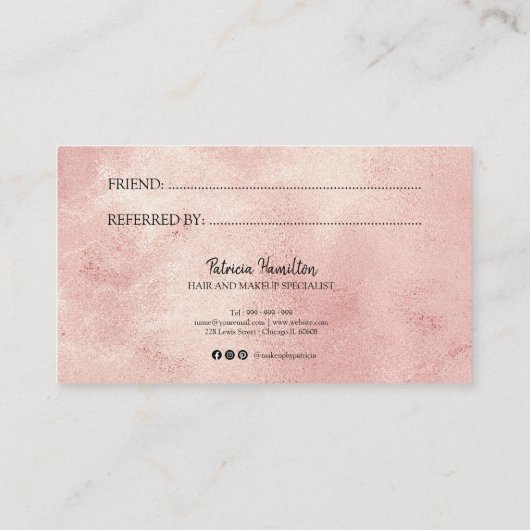 友人のスタイリッシュ赤面フォイル紹介カードを参照 名刺 (裏面)