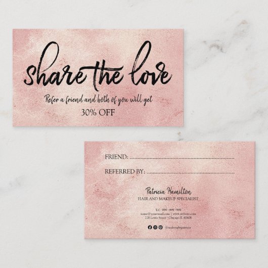 友人のスタイリッシュ赤面フォイル紹介カードを参照 名刺 (正面/裏面)