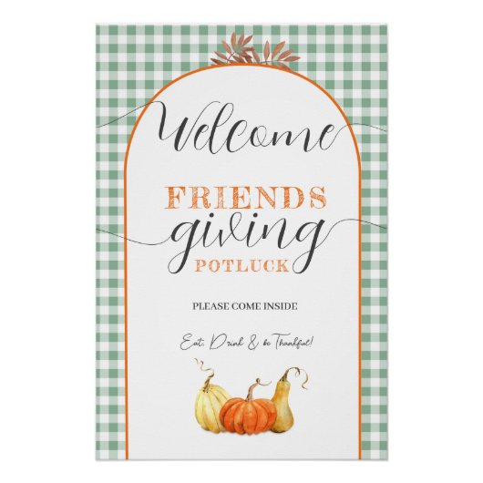 友人のディナー、感謝祭与え歓迎サイン ポスター (正面)