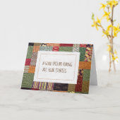 友人のパッチワークキルト誕生日 カード (黄色い花)