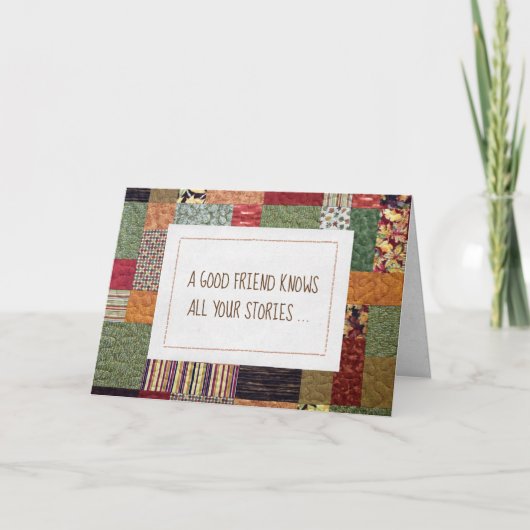 友人のパッチワークキルト誕生日 カード (正面)