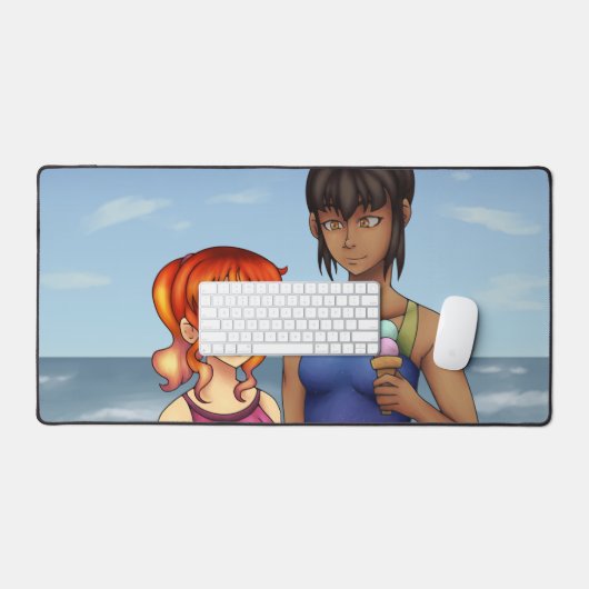 友人のビーチ デスクマット (キーボード&マウス)