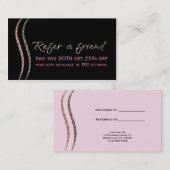友人のブラックグリッター金ゴールドとピンクカードを参照 紹介カード (正面/裏面)