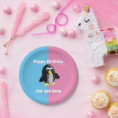 友人のペンギンパーソナライズされたは双子 ペーパープレート (パーティー)