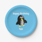 友人のペンギンパーソナライズされた子供へパップ ペーパープレート (正面)