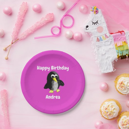 友人のペンギンパーソナライズされた子供へ、 ペーパープレート (パーティー)