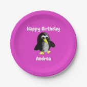 友人のペンギンパーソナライズされた子供へ、 ペーパープレート (正面)