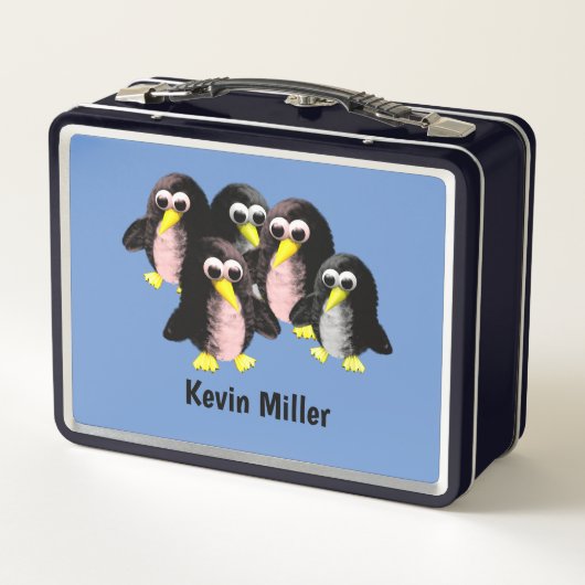 友人のペンギンパーソナライズされた子供へ、 メタルランチボックス (裏面)