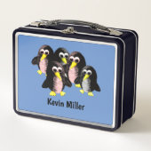 友人のペンギンパーソナライズされた子供へ、 メタルランチボックス (正面)