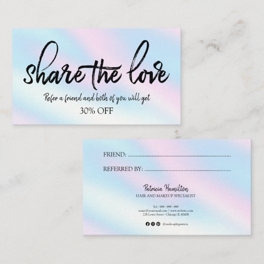 友人のホログラフィスタイリッシュック参照カードを参照する 名刺 (正面/裏面)