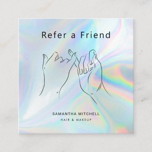 友人のホログラフィック美しいとメイクアップを参照する 紹介カード (正面)