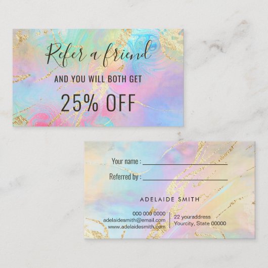 友人のホログラフィフェイクック効果を参照する 名刺 (正面/裏面)