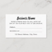 友人のミニマリスト向けトレンディー紹介カードを参照 名刺 (裏面)
