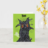 友人のメッセージカードが付いている不気味な木 カード (黄色い花)