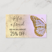 友人のラベンダーバタフライロゴを参照する 名刺 (正面)