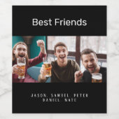 友人の写真の男性の黒 ワインラベル (シングルラベル)