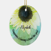 友人の友情のモノグラムのヒマワリの幸福 セラミックオーナメント (右)