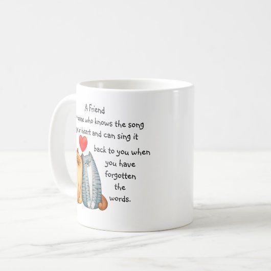 友人の友情の愛引用文かわいい猫マグカップ コーヒーマグカップ (正面左)