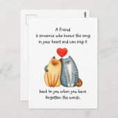 友人の友情の愛引用文かわいい猫マグカップ ポストカード (正面/裏面)