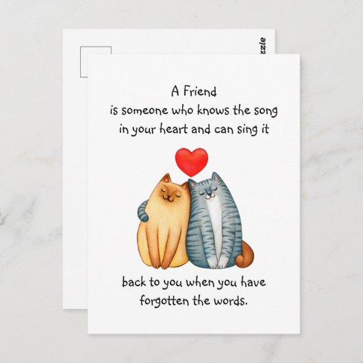 友人の友情の愛引用文かわいい猫マグカップ ポストカード (正面/裏面)