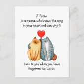 友人の友情の愛引用文かわいい猫マグカップ ポストカード (正面)