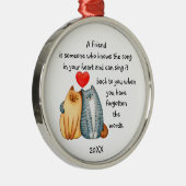 友人の友情を育む引用文かわいい猫 メタルオーナメント (右)