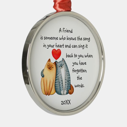 友人の友情を育む引用文かわいい猫 メタルオーナメント (右)