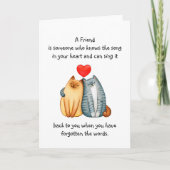 友人の友情を育む引用文かわいい空白の猫 カード (正面)