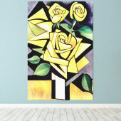 友人の幾何学的な黄色いバラの花 キャンバスプリント (インサイチュ (ウッドフロア))