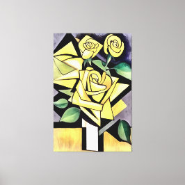 友人の幾何学的な黄色いバラの花 キャンバスプリント