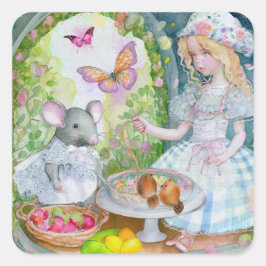 友人の弾丸のステッカーで庭の女の子 スクエアシール