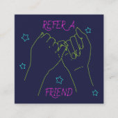 友人の明るいネオンかわいい手のイラストレーションを参照 紹介カード (正面)
