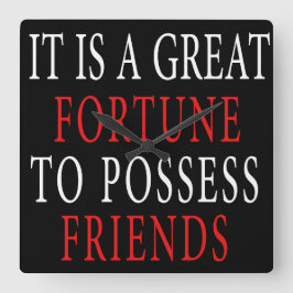 友人の時計を持っている スクエア壁時計