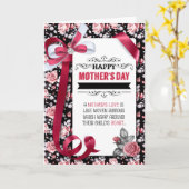 友人の母の日のヴィンテージピンクのバラ カード (黄色い花)