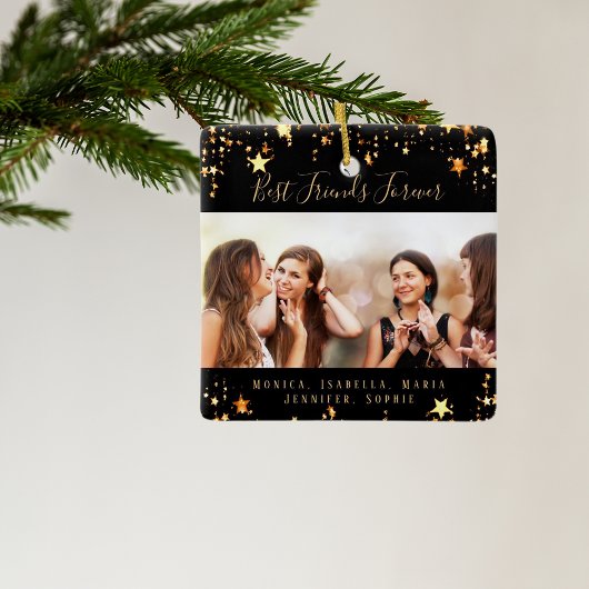 友人の永遠に黒い金ゴールド星写真 セラミックオーナメント