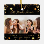 友人の永遠に黒い金ゴールド星写真 セラミックオーナメント (正面)