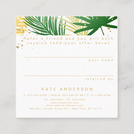 友人の熱帯紹介の顧客カードを参照して下さい スクエア名刺 (裏面)