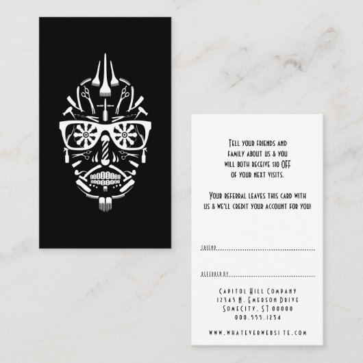 友人の理容師のパンクのcalaveraを参照して下さい 紹介カード (正面/裏面)