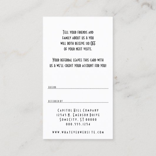 友人の理容師のパンクのcalaveraを参照して下さい 紹介カード (裏面)