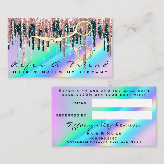 友人の理容用鋏の自筆証書を参照バラ 名刺 (正面/裏面)