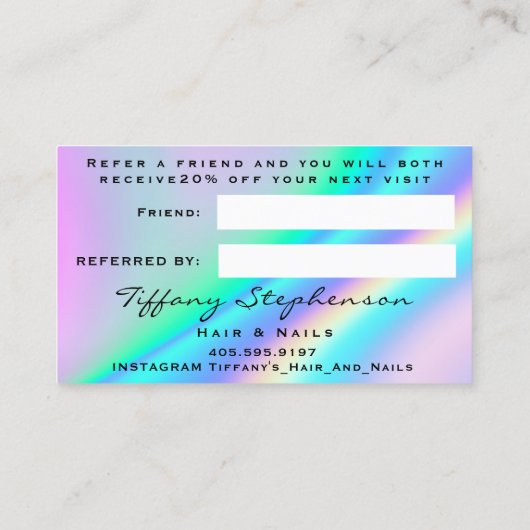 友人の理容用鋏の自筆証書を参照バラ 名刺 (裏面)