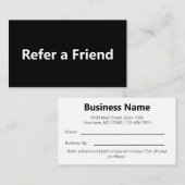 友人の白黒のビジネスを参照シンプルする 紹介カード (正面/裏面)