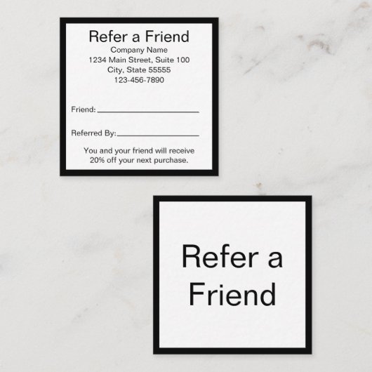 友人の白黒ビジネステンプレートを参照する 紹介カード (正面/裏面)